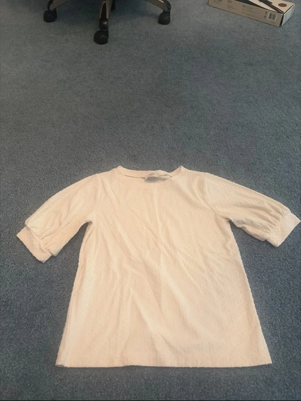 LOFT Cream Short Sleeve Dot-Texture Blouse